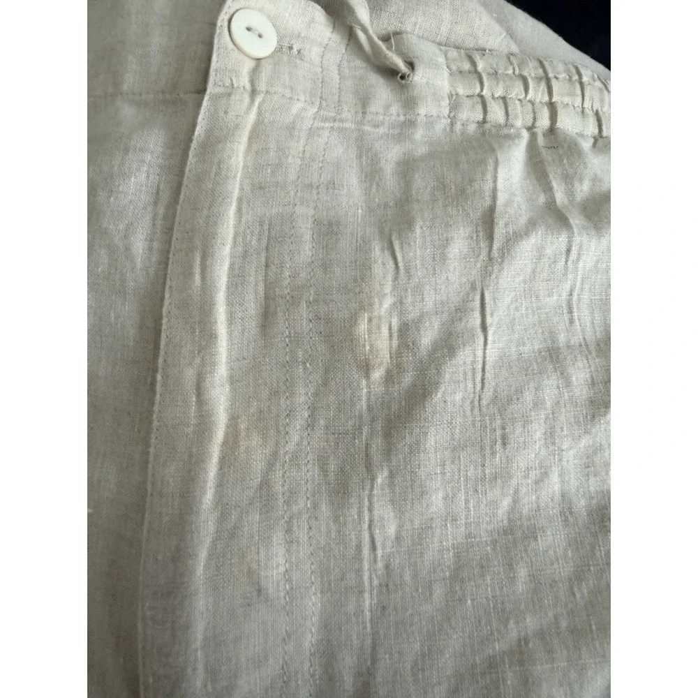 Baracuta‎ Men's XXL 100% Linen Drawstring Pants Beige Elastic Waist Straight Leg